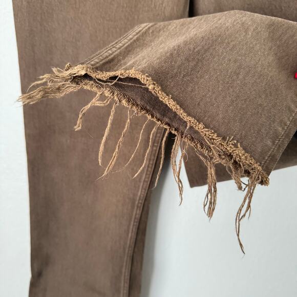 Abercrombie & Fitch Women's Brown 90's Straight Ultra-High Rise Raw Hem Jean 26R - Picture 7 of 8